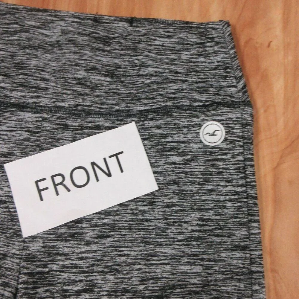 HOLLISTER Cali Sport Leggings Sz XS Workout Gym‎ Gray Heather Sheer Black Panels